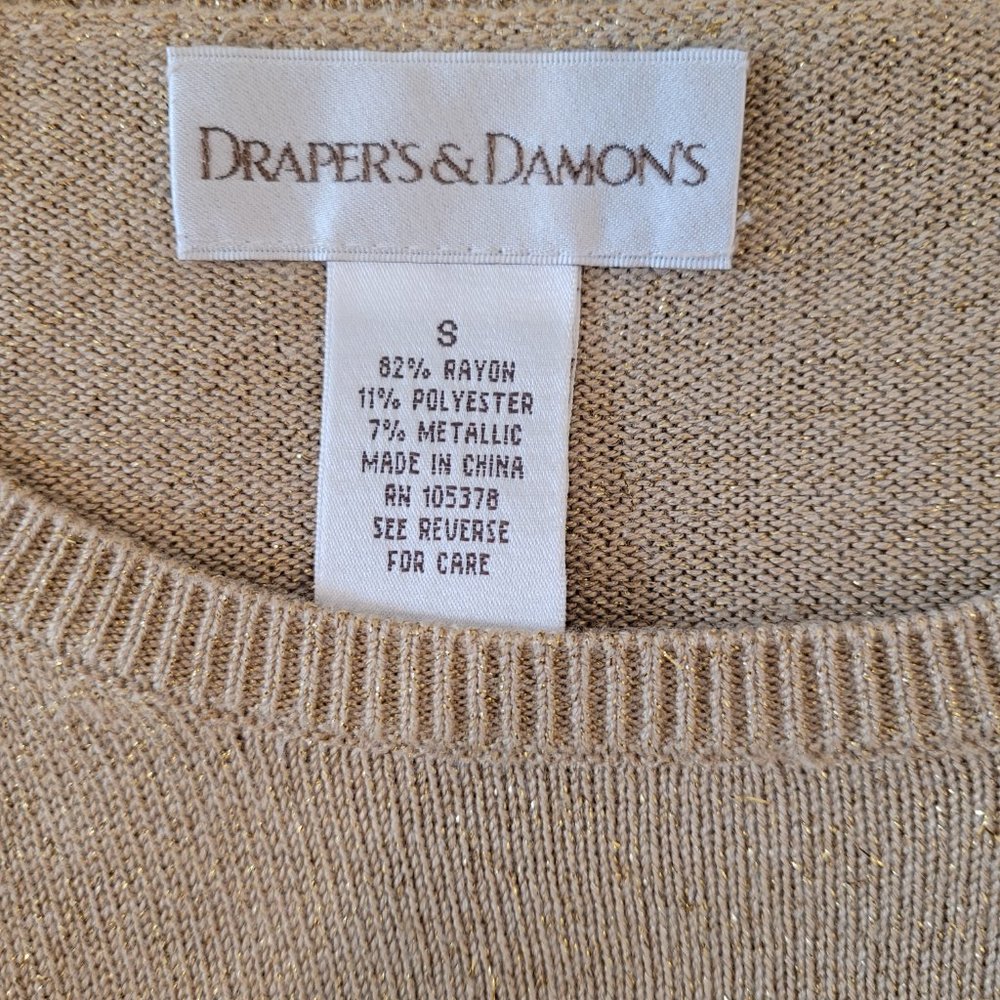 Drapers & Damons. Vintage Short Sleeve, Cowl Neck Gold Metallic Sweater.… - Picture 8 of 8